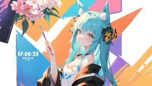 4K清纯可爱猫耳画画少女