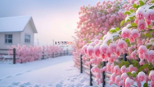 4k雪景鲜花