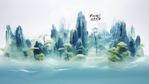 古韵山水墨画	