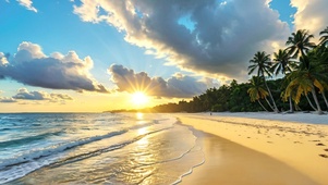 海边夕阳沙滩