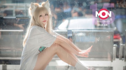 猫耳朵白T恤美女（4k高清）