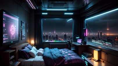 4K赛博朋克卧室230413