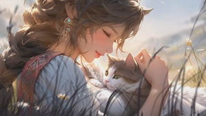 【4K】猫咪和少女