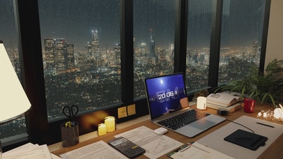 放松都市雨天书房