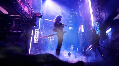 赛博朋克风街头