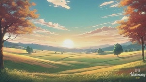 清晨田野的秋天
