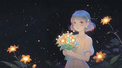 抱着花束的少女