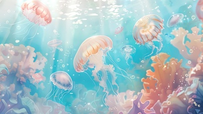 淡蓝色梦幻水母