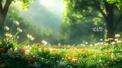 唯美雏菊草地森林