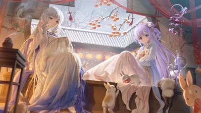 古风 雪景 玉兔 美女