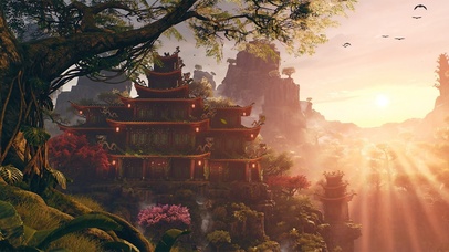 4K中国古风仙境阁楼