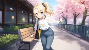 公园樱花少女