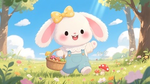 草地可爱小兔