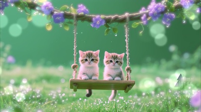 荡秋千的小奶猫