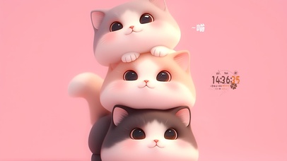 可爱三只猫咪