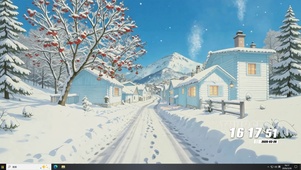 雪景树木房屋桌面主题