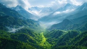 绿色护眼云雾山谷
