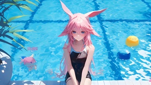 泳池可爱少女