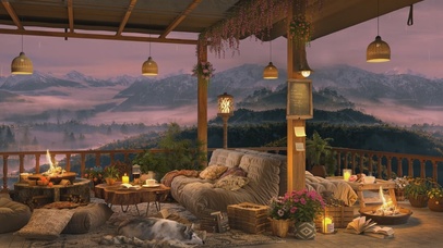 唯美治愈雨天森林木屋房间