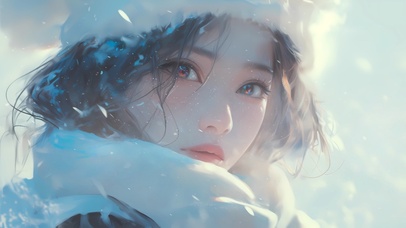 雪地里的少女