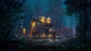 森林夜雨房屋
