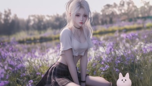 花丛中女孩
