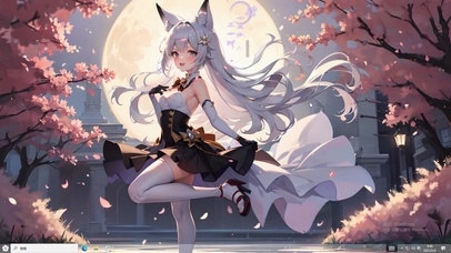 4k白色狐狸樱花纯欲美少女