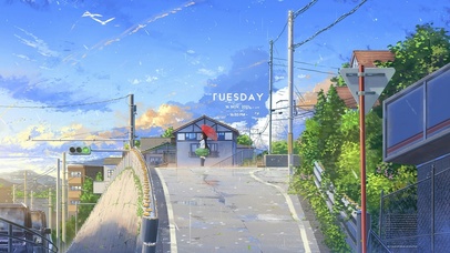 唯美治愈动漫街道（真实时间）