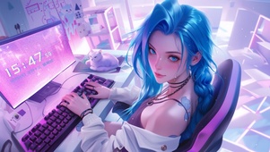 蓝发电竞少女金克斯