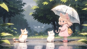 雨天打伞的女孩