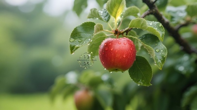 雨天苹果树
