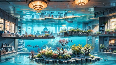 4K唯美治愈海底小屋