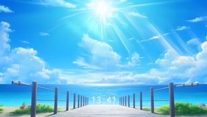 阳光白云大海