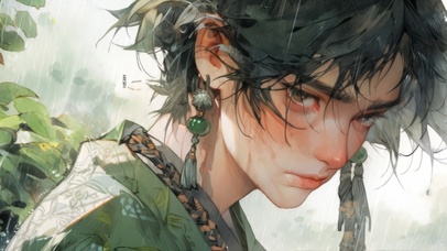 雨中哭泣的男孩