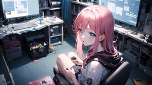 粉发电竞少女