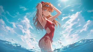 雪墨壁纸丨明日香丨夏日戏水丨