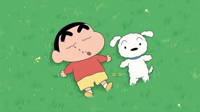 可爱草地酣睡小新