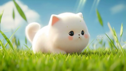 草地上小胖猫