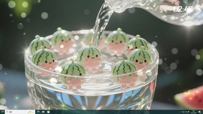 天热来杯冰爽的袖珍小西瓜冰块水