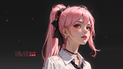 可爱粉发高冷少女