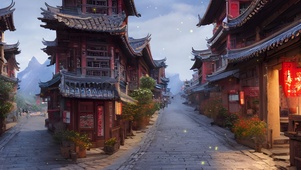 古镇傍晚