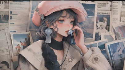 【4K】【立体】怀旧报纸少女