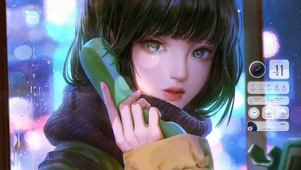 4K唯美雨天电话亭少女