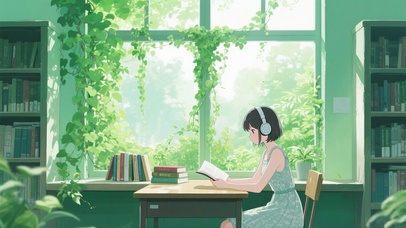 夏日绿植图书馆