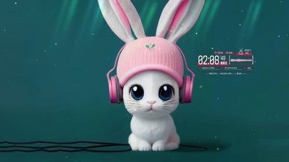 可爱呆萌粉色小兔