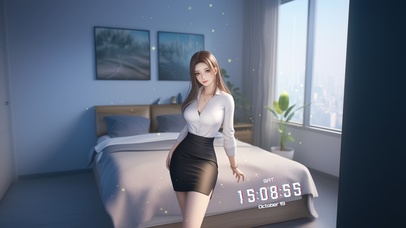 发丝如波浪流动，轻柔地落在肩头