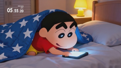 被窝玩手机的小新