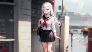 雨中JK可爱少女