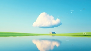 简约云朵湖景小屋