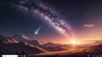 4k夕阳下的星空流星雨